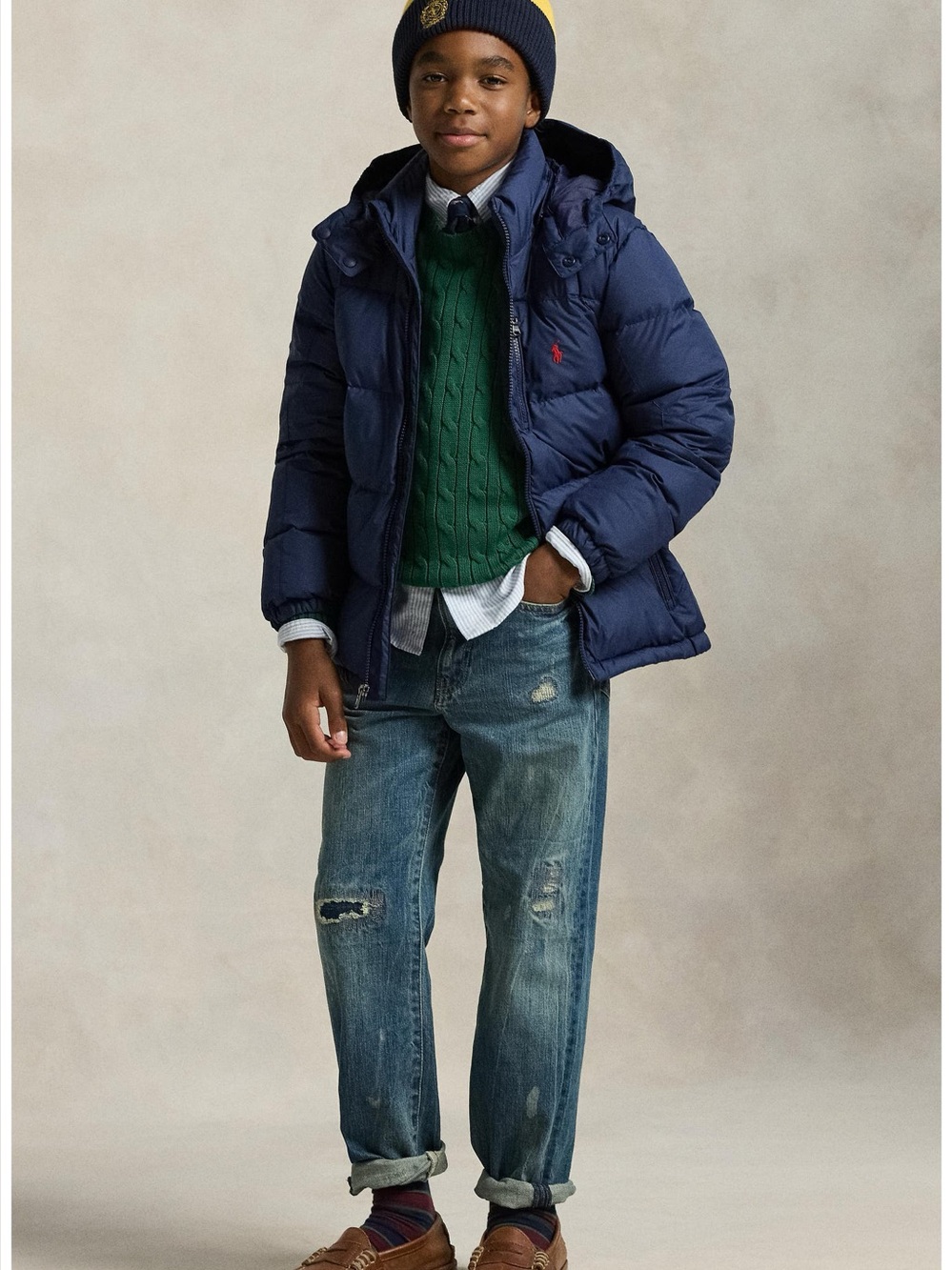 Polo Ralph Lauren Boys Ripstop Down Hooded Jacket - Navy SIZE:5 MSRP $185